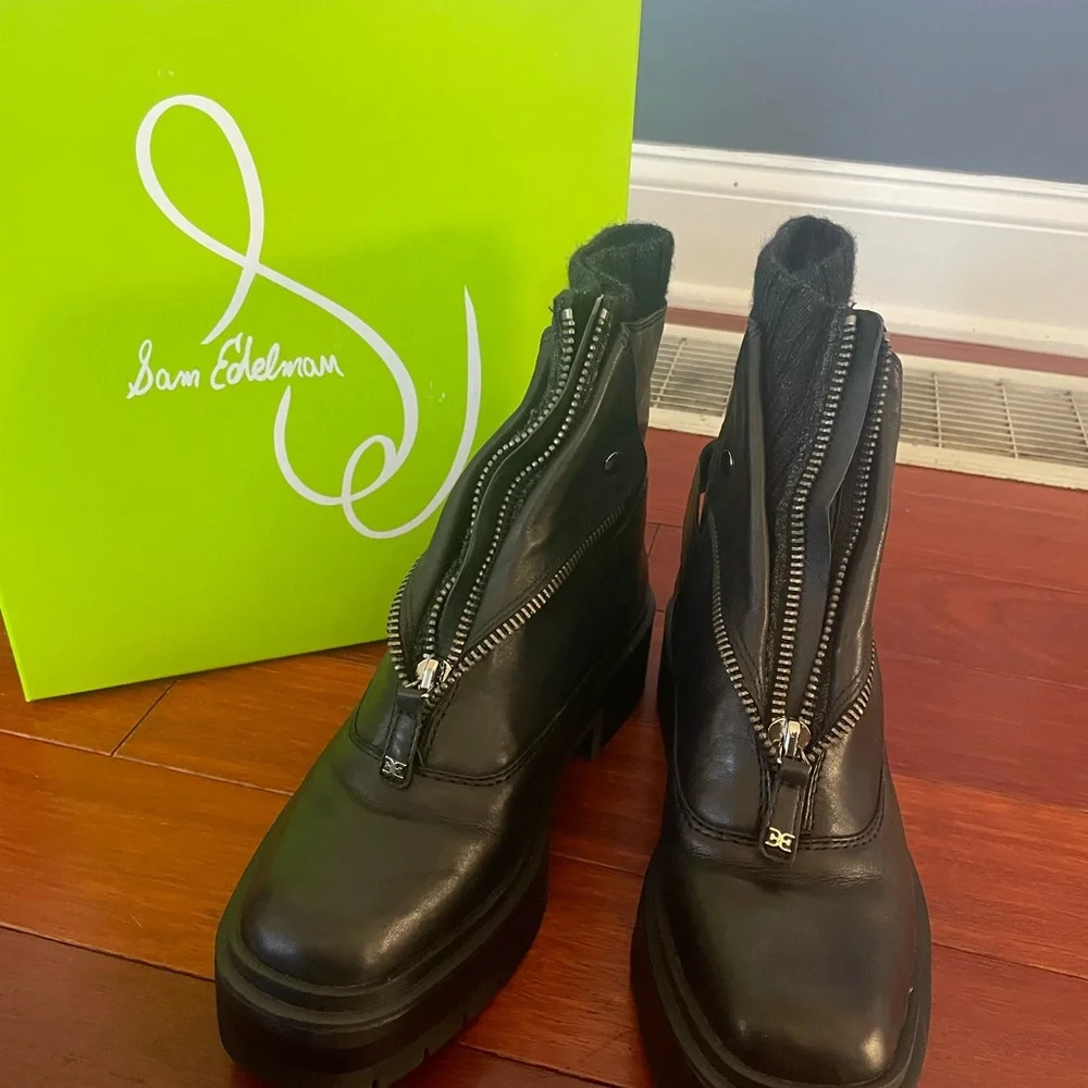Sam Edelman Black Zip Up Boots Like New with box Size 9M - Picture 8 of 11